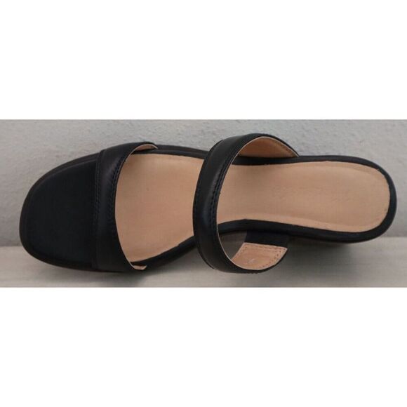 Madewell Women's Sz 8M Black Leather The Saige Double Strap Heeled Sandals - Picture 7 of 11